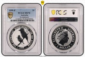 1999-P100 $1 Kookaburra Ag MS70