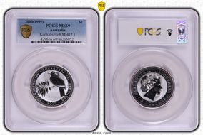 2000(1999) $2 Kookaburra 2oz Ag MS69