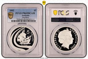 2002 $5 Duyfken Voyages into History PR69DCAM