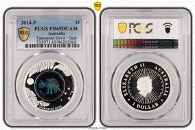 2014-P $1 Tasmanian Devil - Opal PR69DCAM