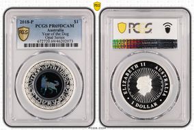 2018-P $1 Year of the Dog Opal Ag PR69DCAM