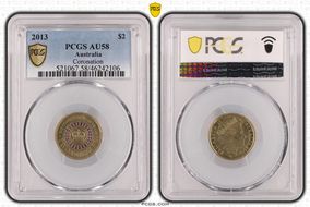 2013 $2 Coronation Colorized AU58