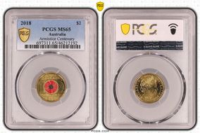2018 $2 Armistice Centenary Colorized MS65