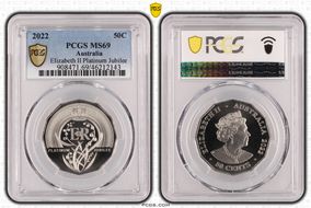 2022 50C Elizabeth II Platinum Jubilee MS69