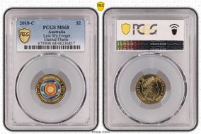 2018-C $2 Lest We Forget Eternal Flame Colorized MS68