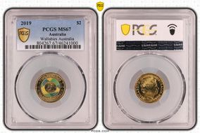 2019 $2 Wallabies Australia Colorized MS67