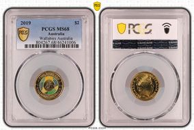 2019 $2 Wallabies Australia Colorized MS68