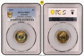 2019 $2 Wallabies Australia Colorized MS67