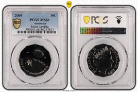 2009 50C Moon Landing Colorized MS68