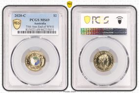 2020-C $2 75th Ann End of WWII Colorized MS69