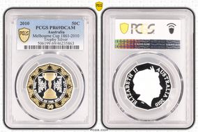 2010 50C Melbourne Cup 1861-2010 Trophy Silver PR69DCAM