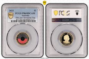 2021 $2 50th Ann Aboriginal Flag Colorized PR69DCAM
