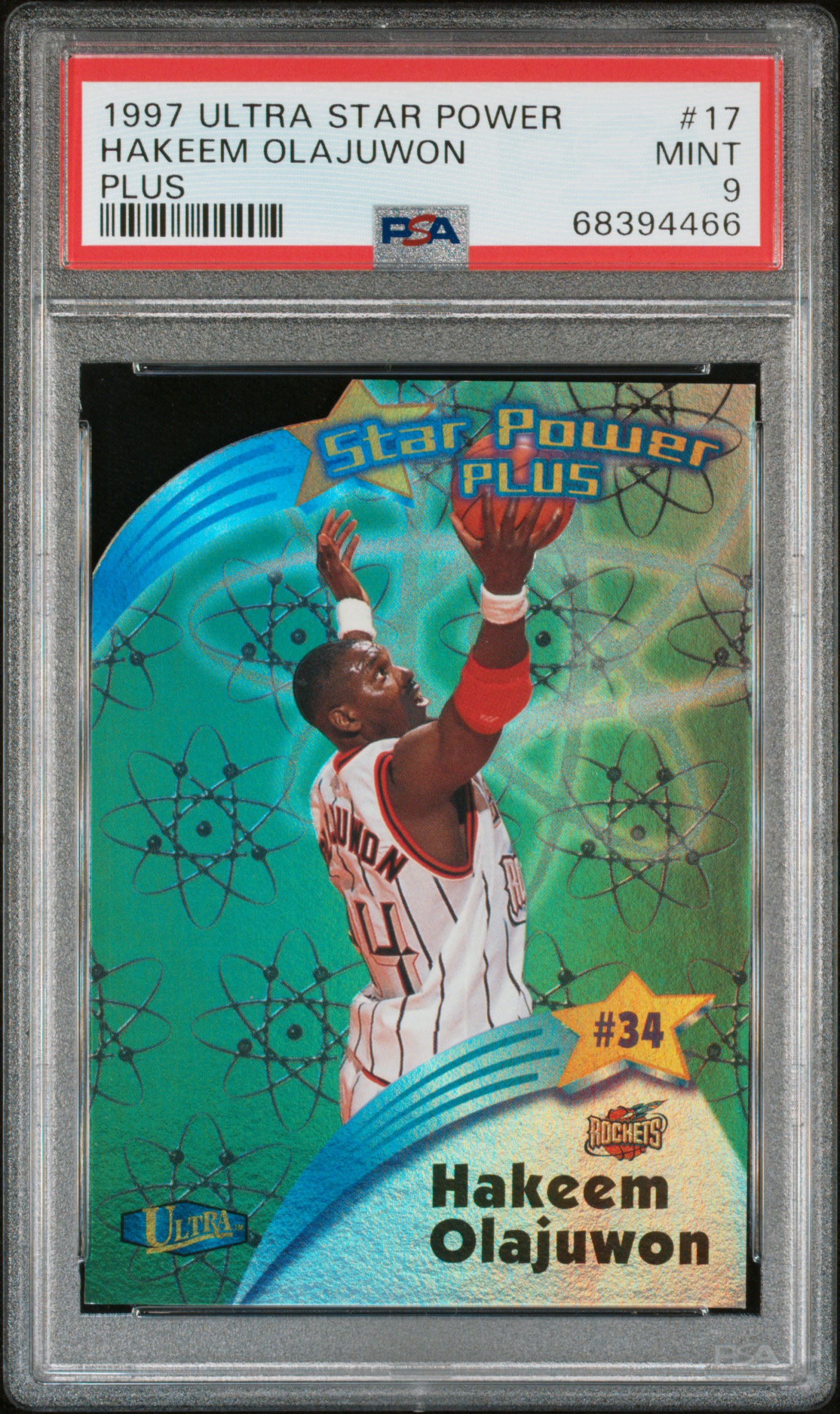 1997-98 Ultra Star Power Plus #17 Hakeem Olajuwon – PSA MINT 9