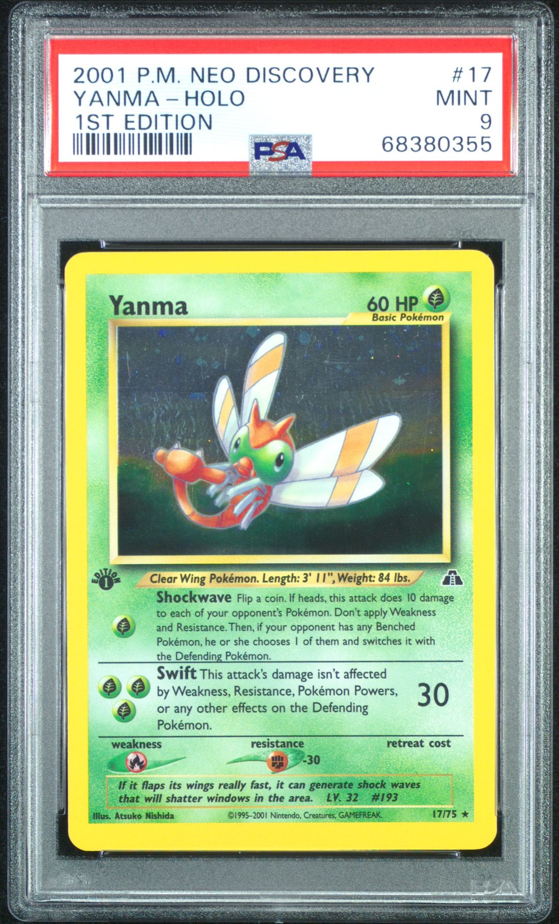 2001 Pokemon POKEMON NEO DISCOVERY 1ST EDITION #17 Yanma-Holo front