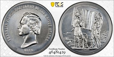 (2022) Medal Franklin Pierce "1853" Silver Matte Finish First Strike MS70