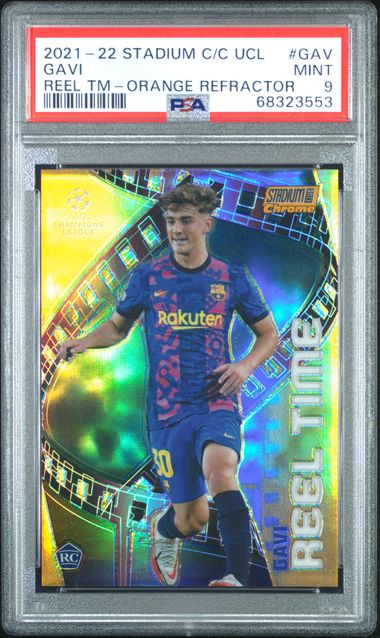 2022 Topps Orange Refractor Gavi Ucl Reel front