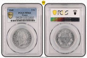 1945 5 Fr Gad-766 F-339 9 ouvert MS64