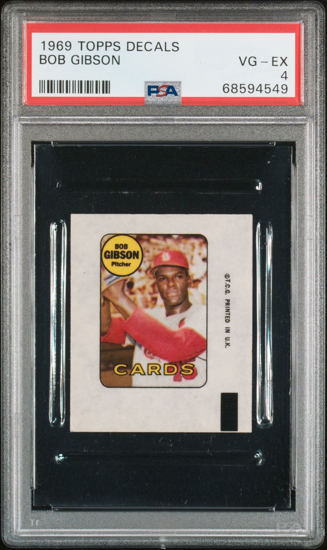 1969 Topps TOPPS DECALS Bob Gibson front