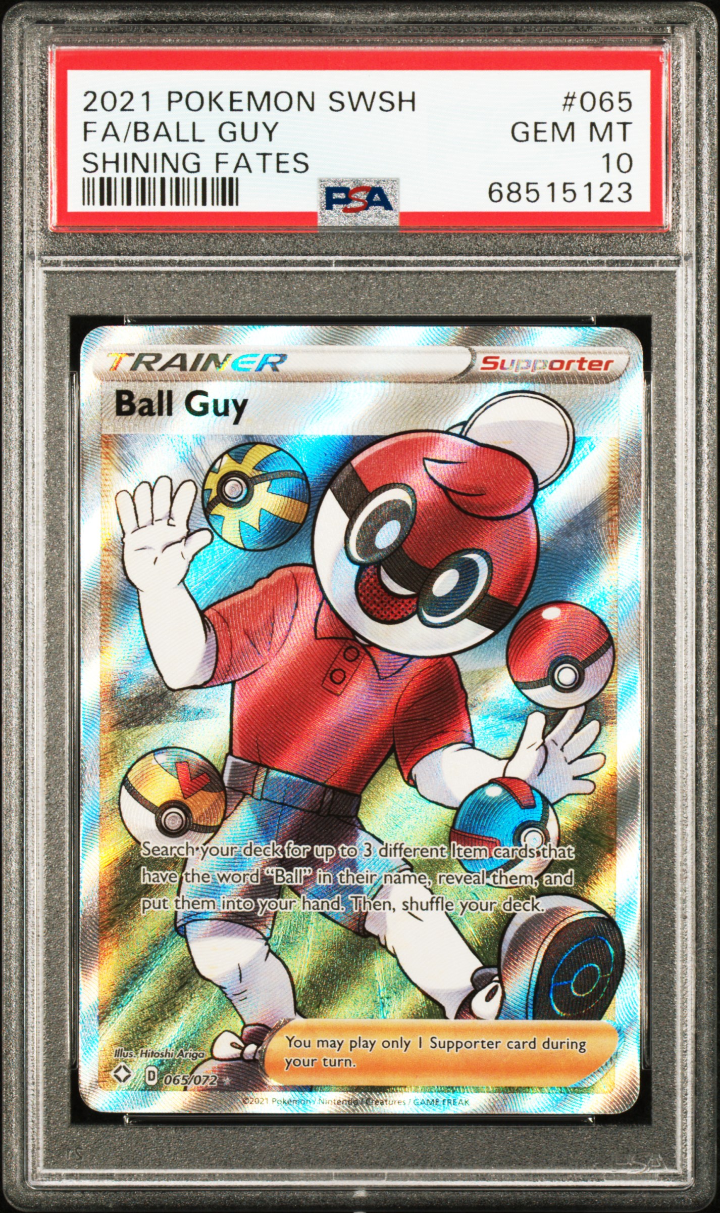 ball guy pokemon card 065/072 Full Art Shining Fates Holo Rare Near Mi reveal them Random: Ball Guy Will Be