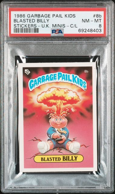 1986 Topps GARBAGE PAIL KIDS STICKERS-U.K. MINIS U.K. MINIS-C/L #8B Blasted Billy front