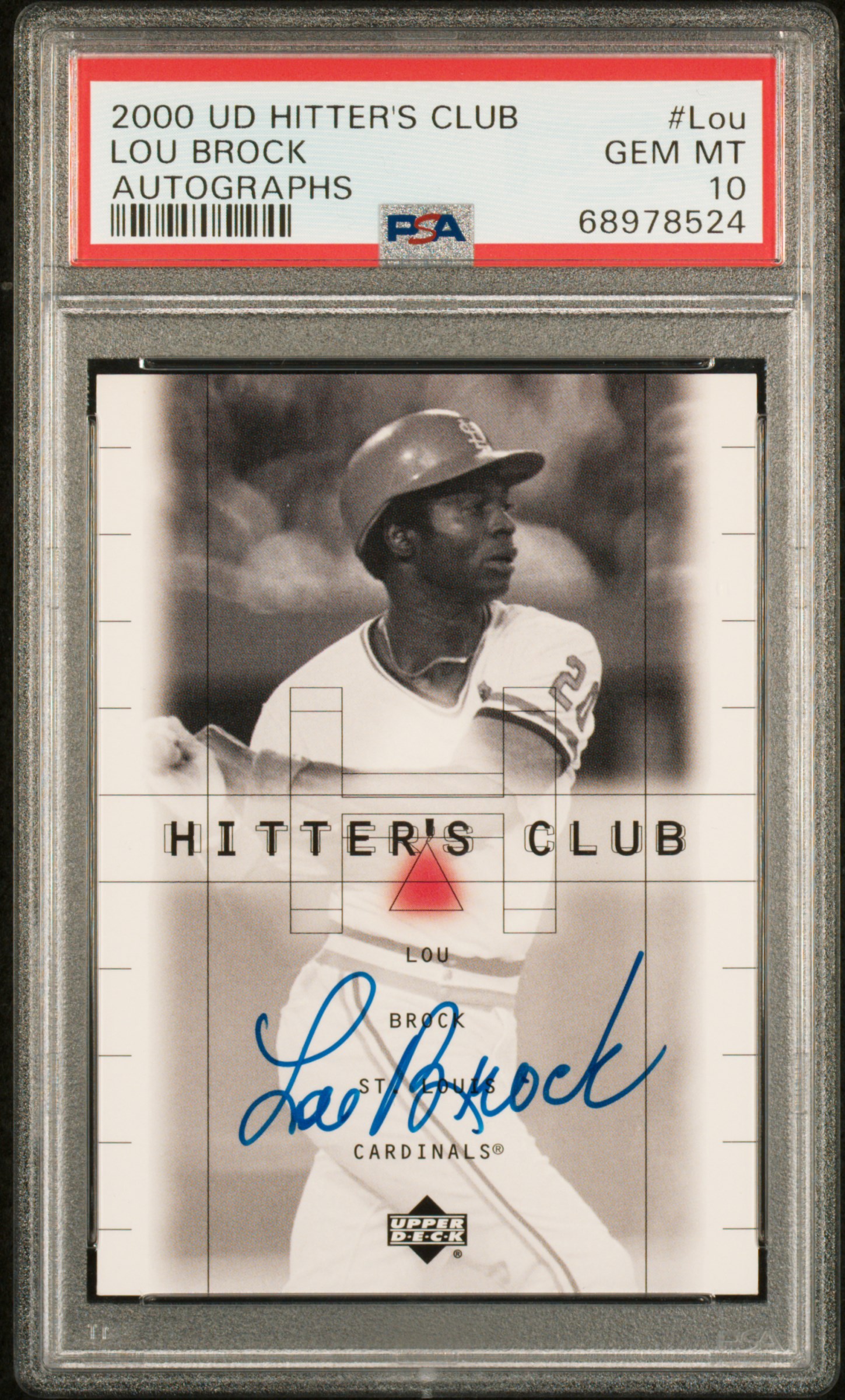 Lou Brock 2000 Upper Deck Hitter's Club Autograph