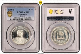 1969 B 5 Fr KM-40  Ag MS66