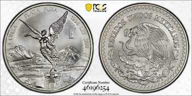 1998-Mo Onza Libertad Ag Die Chip at Eagle's Head MS68