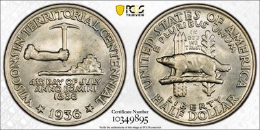 1936 50C Wisconsin MS65