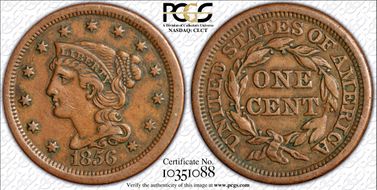 1856 1C Slanted 5 VF35BN