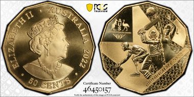 2022 50C Commonwealth Games Birmingham Gilt-CuNi MS69