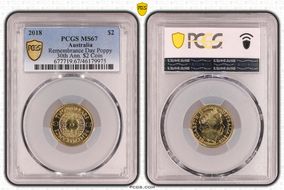 2018 $2 Remembrance Day Poppy 30th Ann. $2 Coin MS67