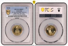 2018 $2 50 Yrs Decimal Currency 30th Ann. $2 Coin MS67