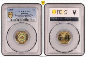 2018 $2 Dome of Australian War 30th Ann. $2 Coin Colorized MS67