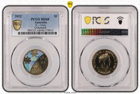 2022 $1 Great Aussie Coin Hunt - 'X' Crux - Colorized MS68