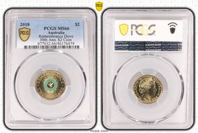 2018 $2 Remembrance Dove Colorized 30th Ann. $2 Coin MS66