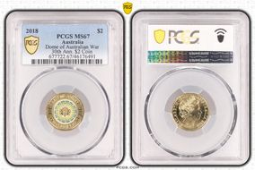 2018 $2 Dome of Australian War 30th Ann. $2 Coin Colorized MS67