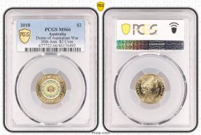 2018 $2 Dome of Australian War 30th Ann. $2 Coin Colorized MS66