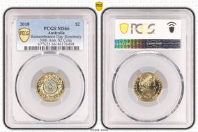 2018 $2 Remembrance Day Rosemary 30th Ann. $2 Coin Colorized MS66