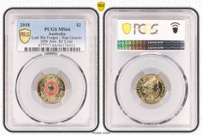 2018 $2 Lest We Forget - War Graves 30th Ann. $2 Coin Colorized MS66