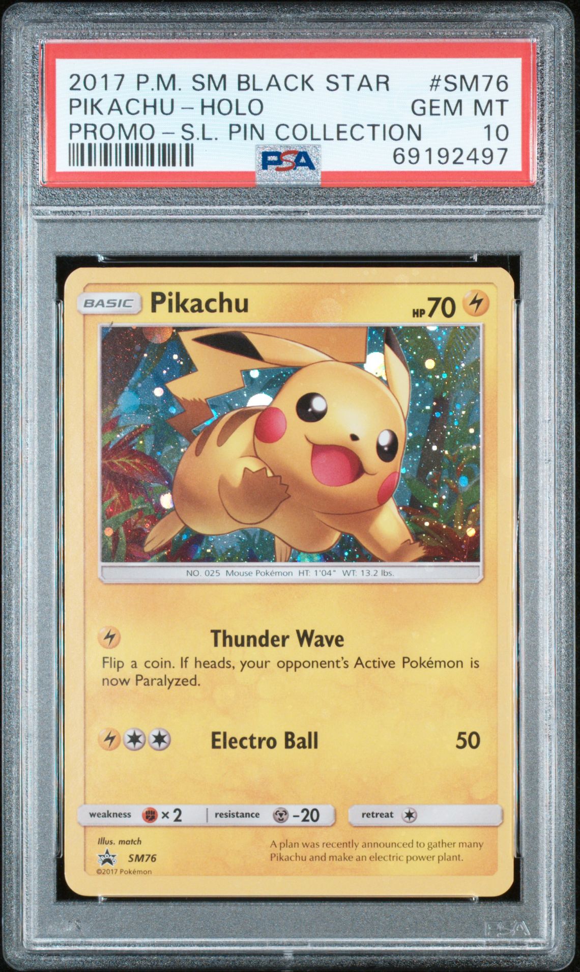 2017 Pokemon POKEMON SM BLACK STAR PROMO S.L. PIN COLLECTION #SM76 Pikachu-Holo front