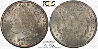 1880-CC $1 VAM 7, 8/7, Rev of 78 MS64