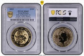 2023 £100 Yale of Beaufort Au Royal Tudor Beasts MS69