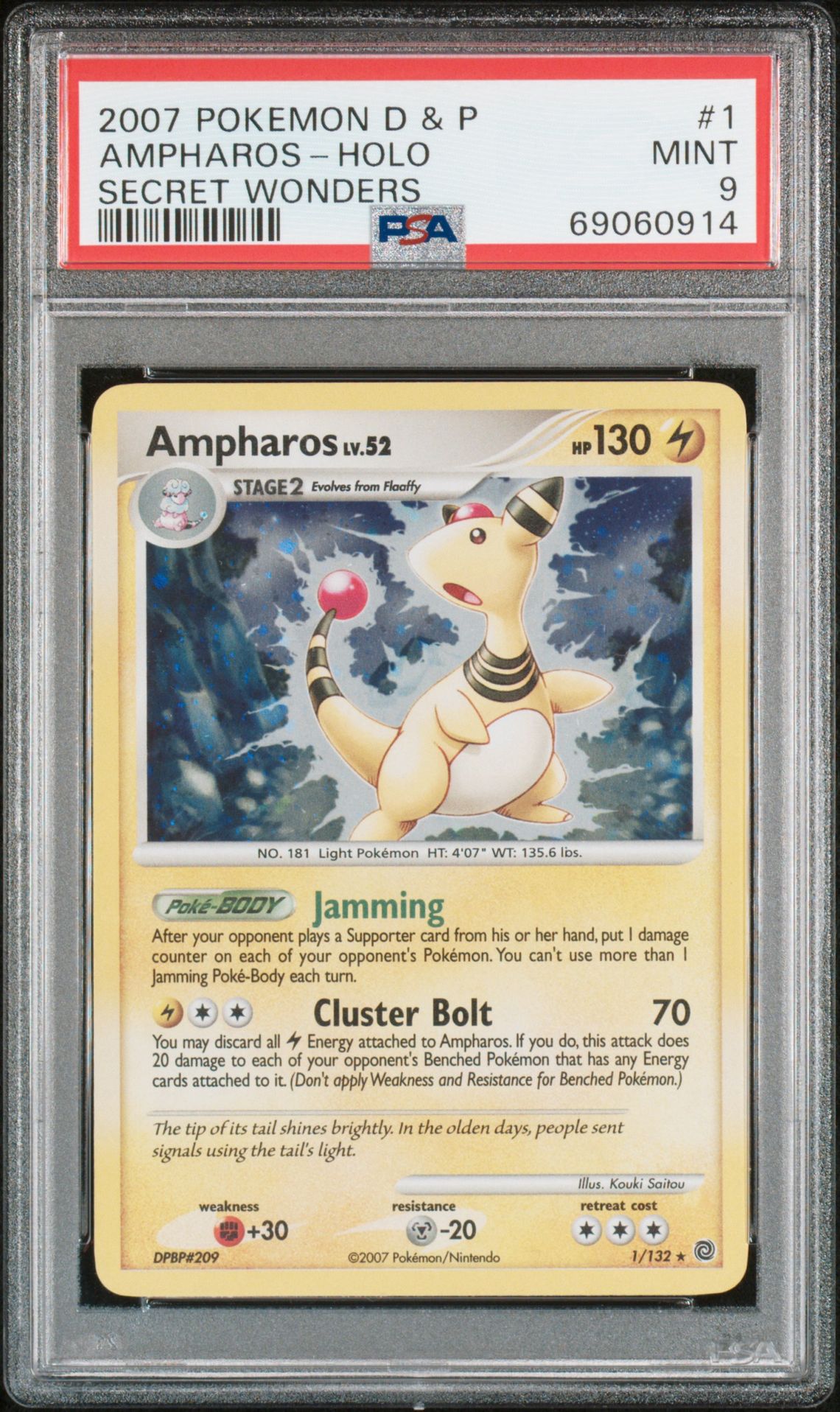 2007 Pokemon POKEMON DIAMOND & PEARL SECRET WONDERS #1 Ampharos-Holo front