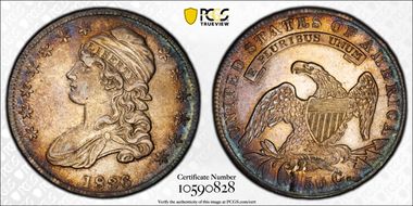 1836 50C Lettered Edge AU53