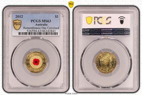 2012 $2 Remembrance Day Colorized MS63