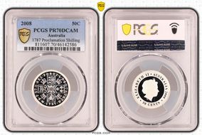 2008 50C 1787 Proclamation Shilling PR70DCAM
