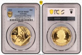 2022 50C Commonwealth Games Birmingham Gilt-CuNi MS69