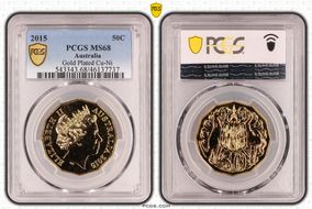 2015 50C Gilt Cu-Ni MS68