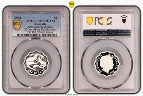 2004 $1 Aboriginal Kangaroo Ag 20 Yrs of the Dollar Coin PR70DCAM
