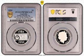 2004 $1 Dollar Decade Ag 20 Yrs of the Dollar Coin PR70DCAM